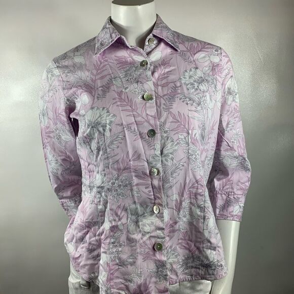 3For$20 Van Heusen Button Down Tropical Blouse Size M - Picture 1 of 5